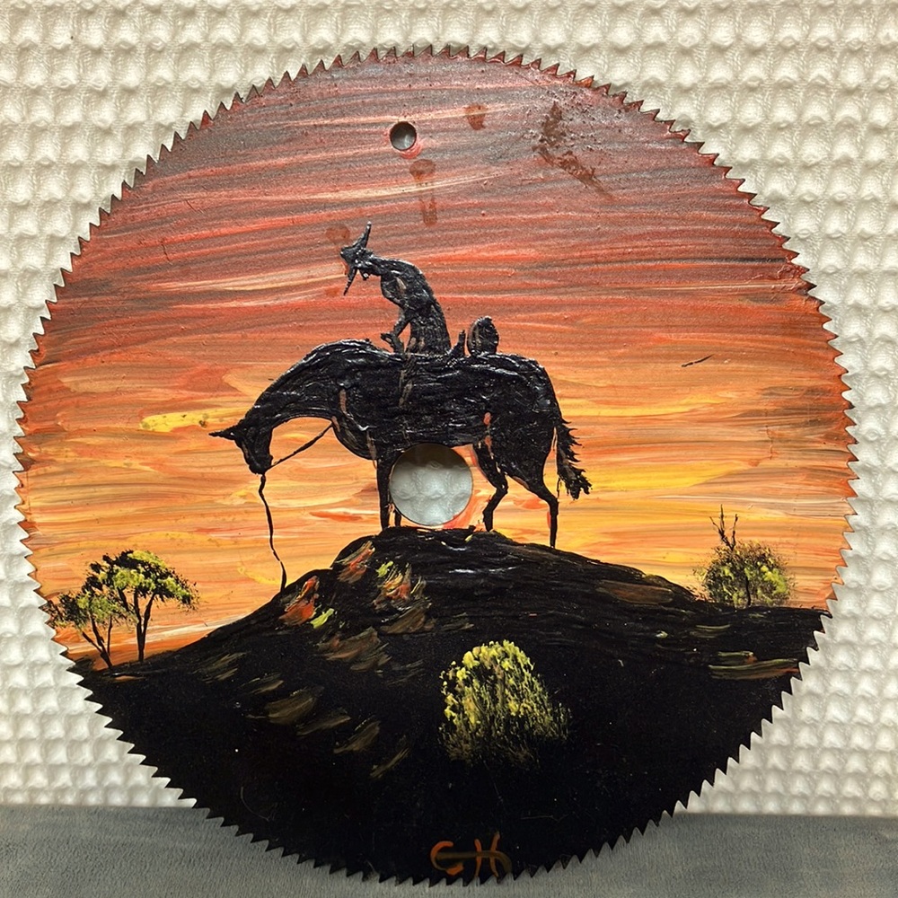 Hand painted 6” saw blade art piece